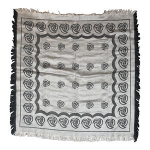 Rose Metallic Fringe Scarf Two-Tone Silver 20" Sq Reversible Holidaycore EUC